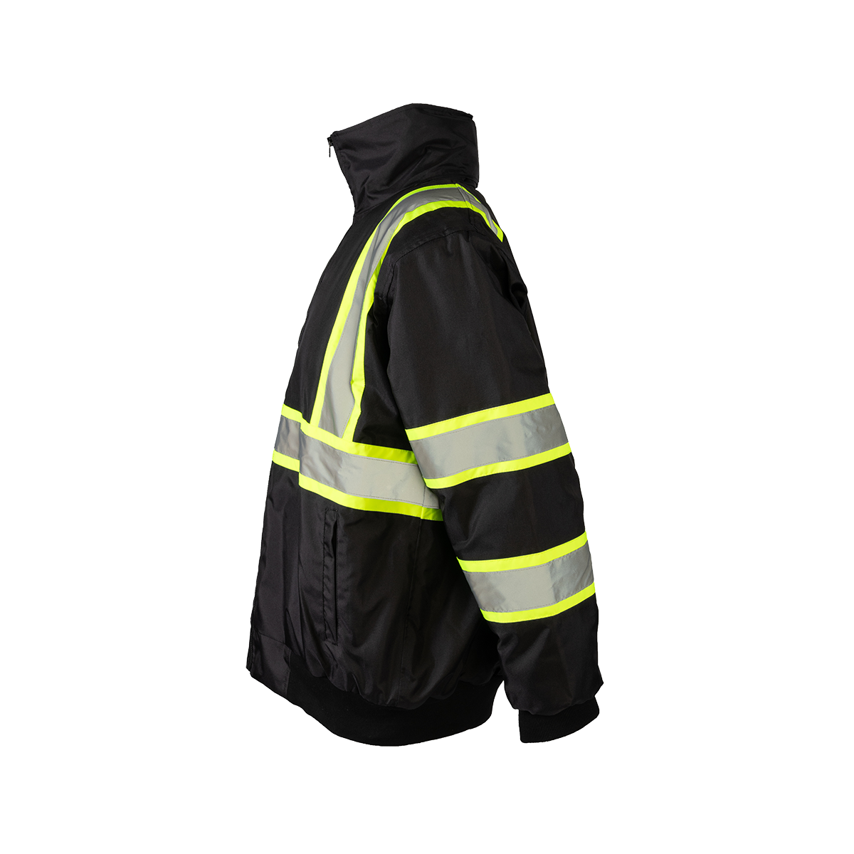 Petra Roc BQBJ-LG Enhanced Visibility Waterproof Quilted Bomber Jacket - Black/Lime