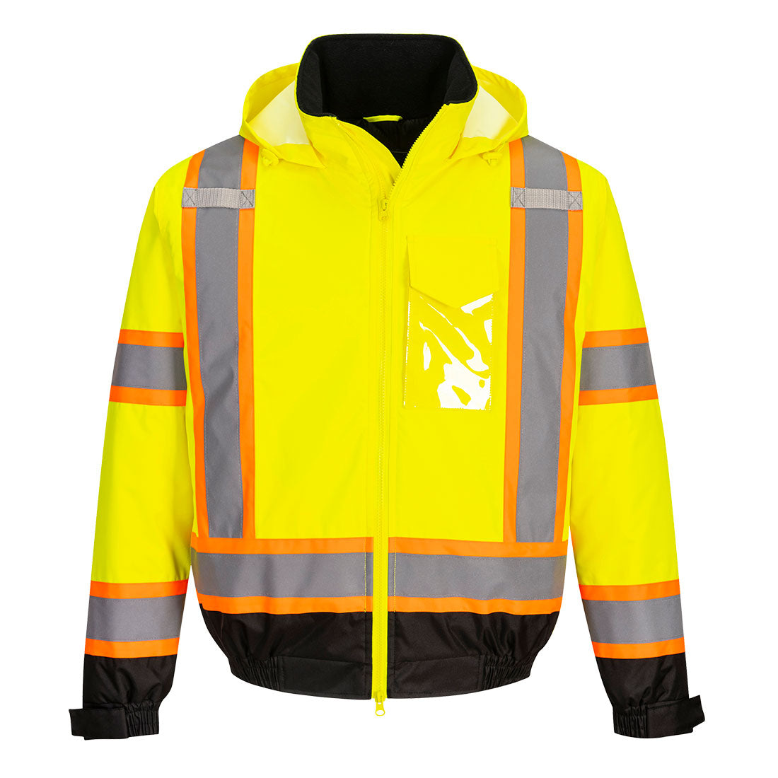 Portwest CA160 Hi-Vis X Back Winter Bomber Jacket - Yellow/Black, front