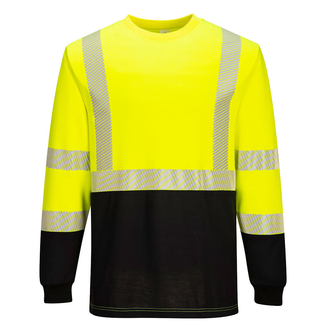 Portwest FR709 Modaflame Knit Hi-Vis Two Tone FR Crew - Yellow/Black, front