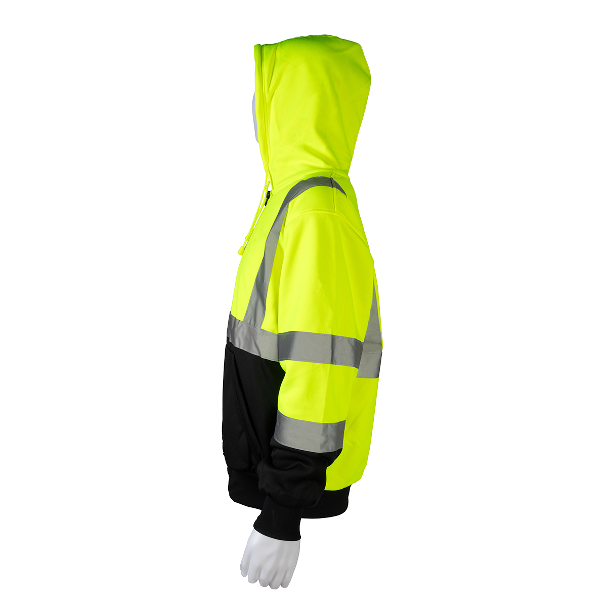 Petra Roc LBHSW-C3 ANSI Class 3 Two-Tone 16 oz. Thermal-Lined Zip-Up Hoodie - Lime/Black