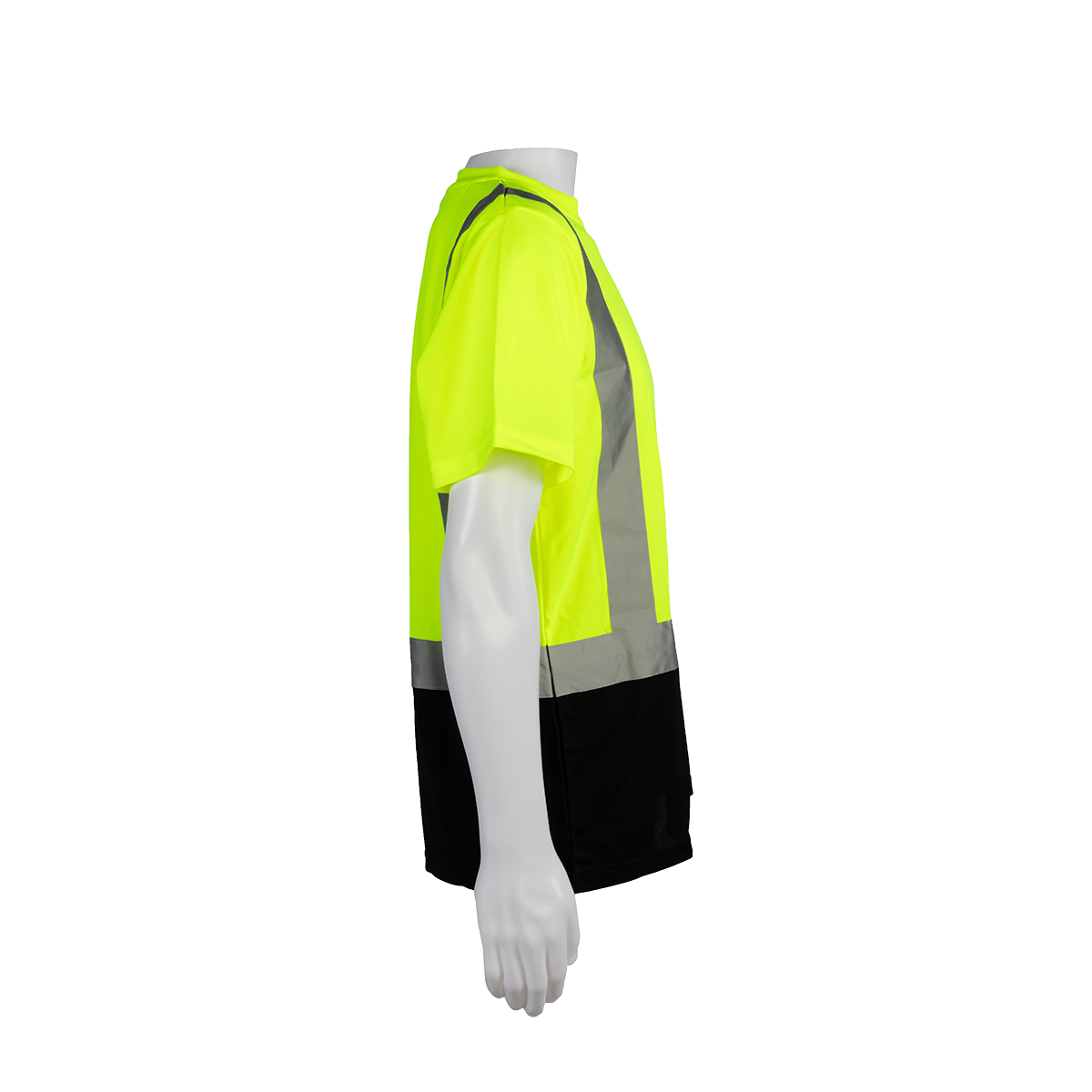 Petra Roc LBTS2 ANSI Class 2 Black-Bottom Birdseye Mesh Short Sleeve Pocket T-Shirt - Lime/Black