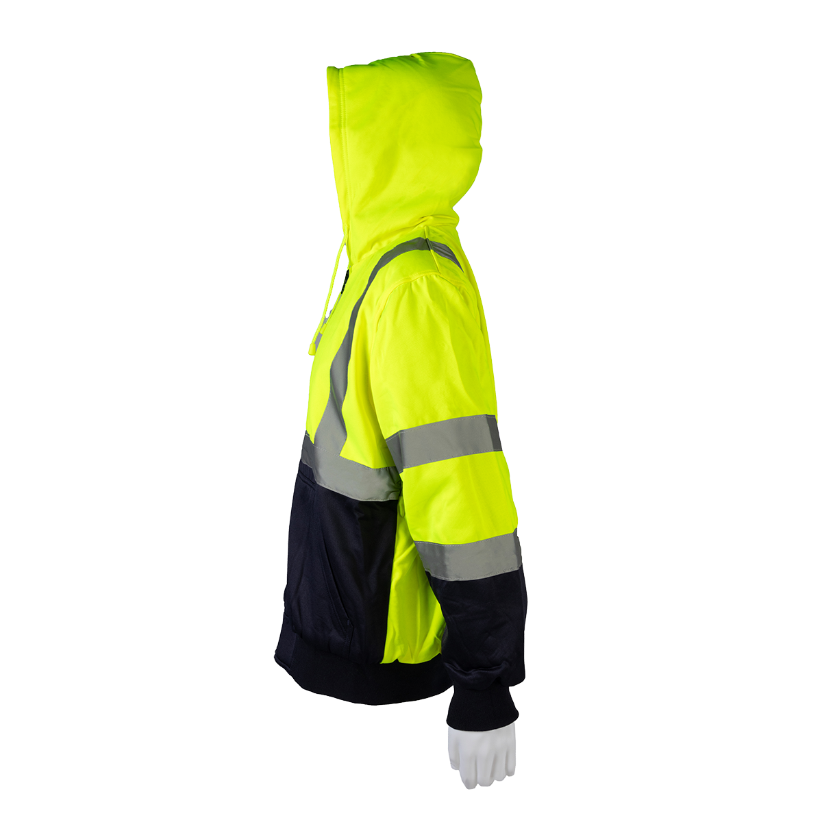 Petra Roc LNRVDWZHSW-C3 20 oz. Double-Weight Reversible ANSI Class 3 Zip-Up Hoodie - Lime/Navy
