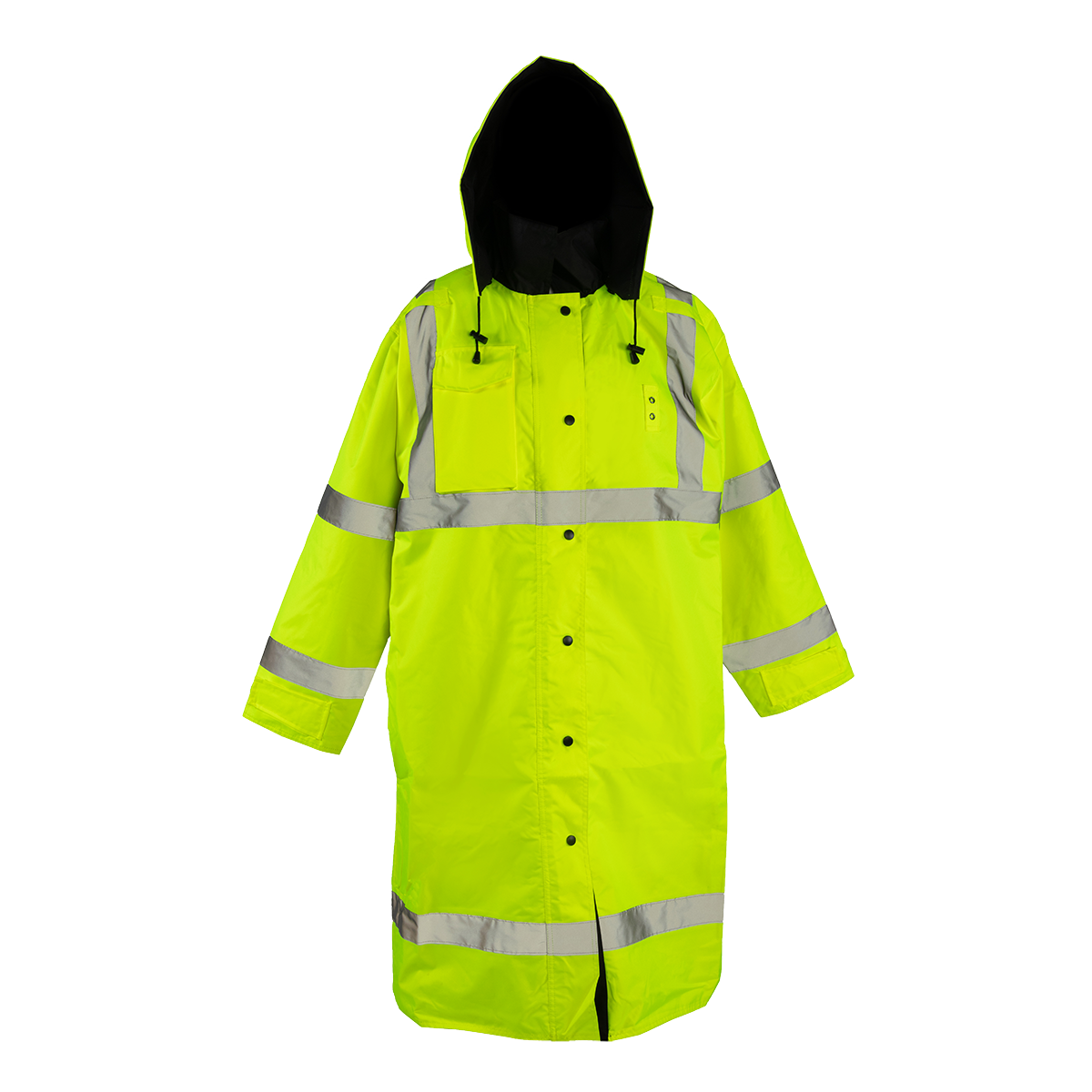 Petra Roc LRC-48RV-C3 ANSI Class 3 Reversible Waterproof 48" Long Rain Coat - Lime/Black