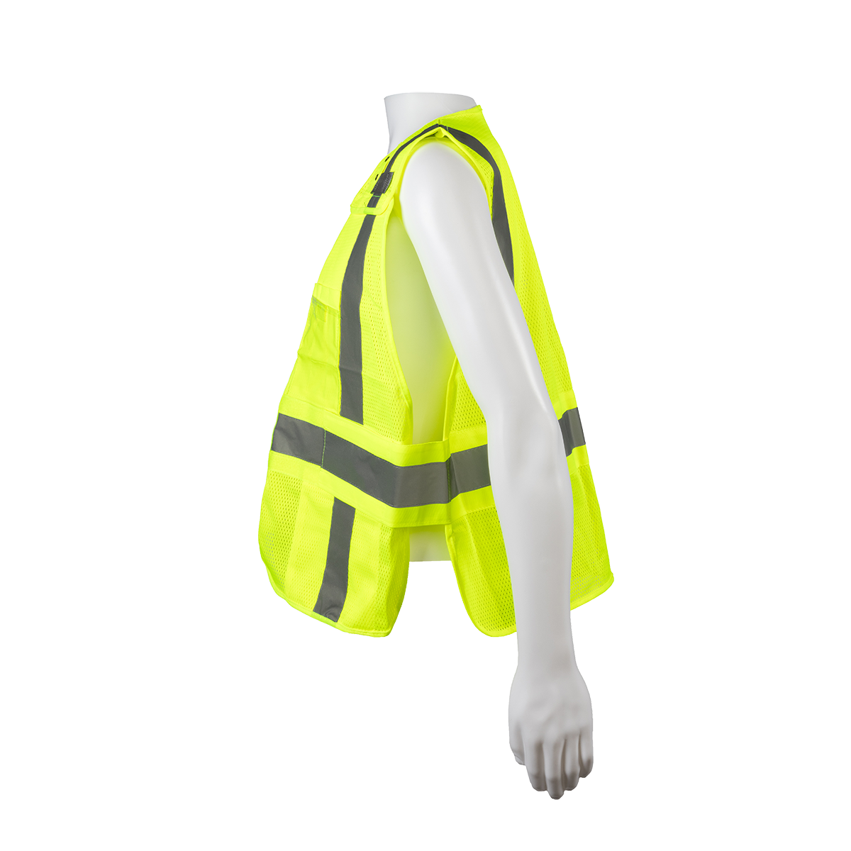 Petra Roc LVM2-LPSV ANSI Class 2 All-Lime Mesh Expandable 5-Point Breakaway Public Safety Vest - Lime
