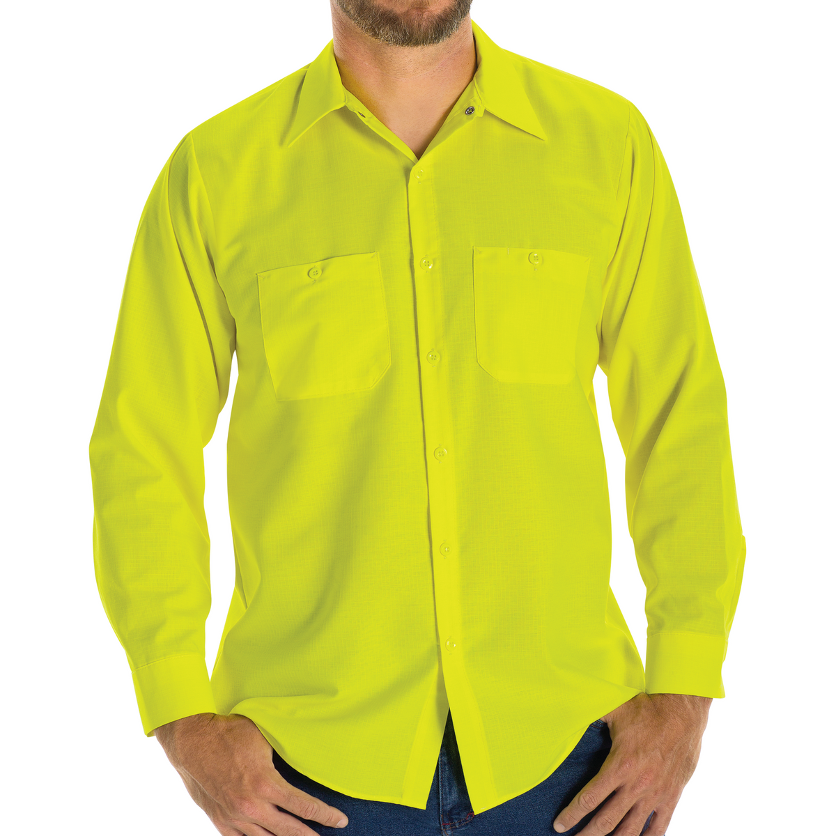 SY14YE Long Sleeve Enhanced Visibility Ripstop Work Shirt