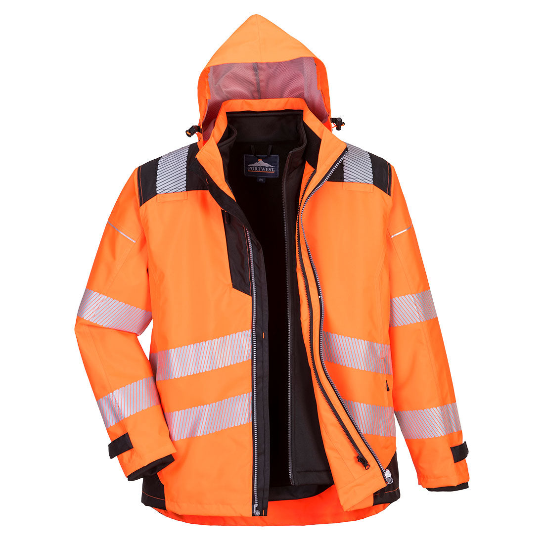 Portwest PW365 PW3 Hi-Vis 3-in-1 Jacket - Orange/Black, front