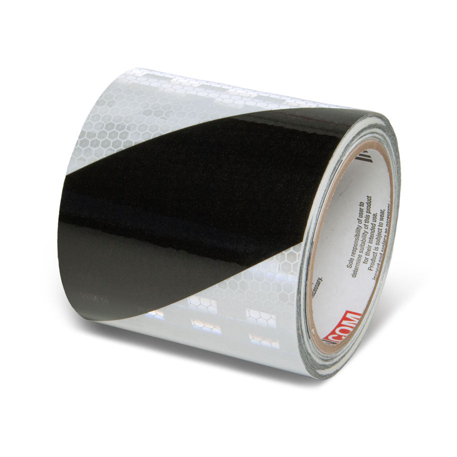 INCOM Prismatic Hazard Stripe Tape Black/White 4 in