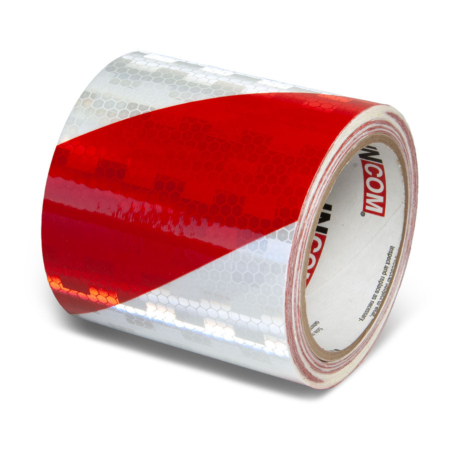 INCOM Prismatic Hazard Stripe Tape Red/White 4 in