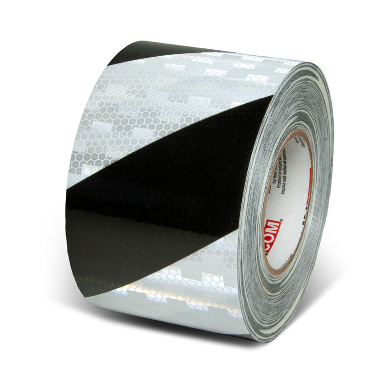 INCOM Prismatic Hazard Stripe Tape 150 ft Black/White 4 in