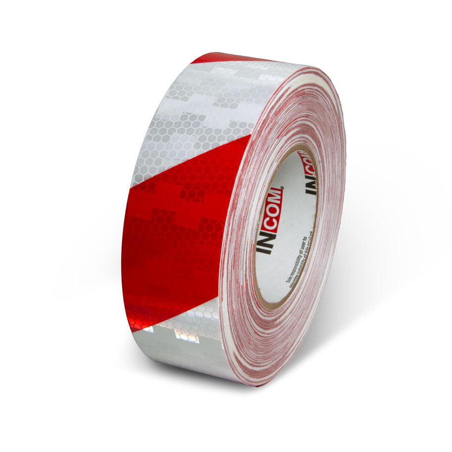 INCOM Prismatic Hazard Stripe Tape 150 ft Red/White 2 in