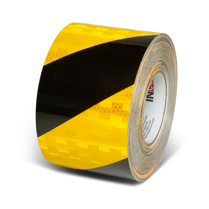 INCOM Prismatic Hazard Stripe Tape 150 ft Yellow/Black 4 in