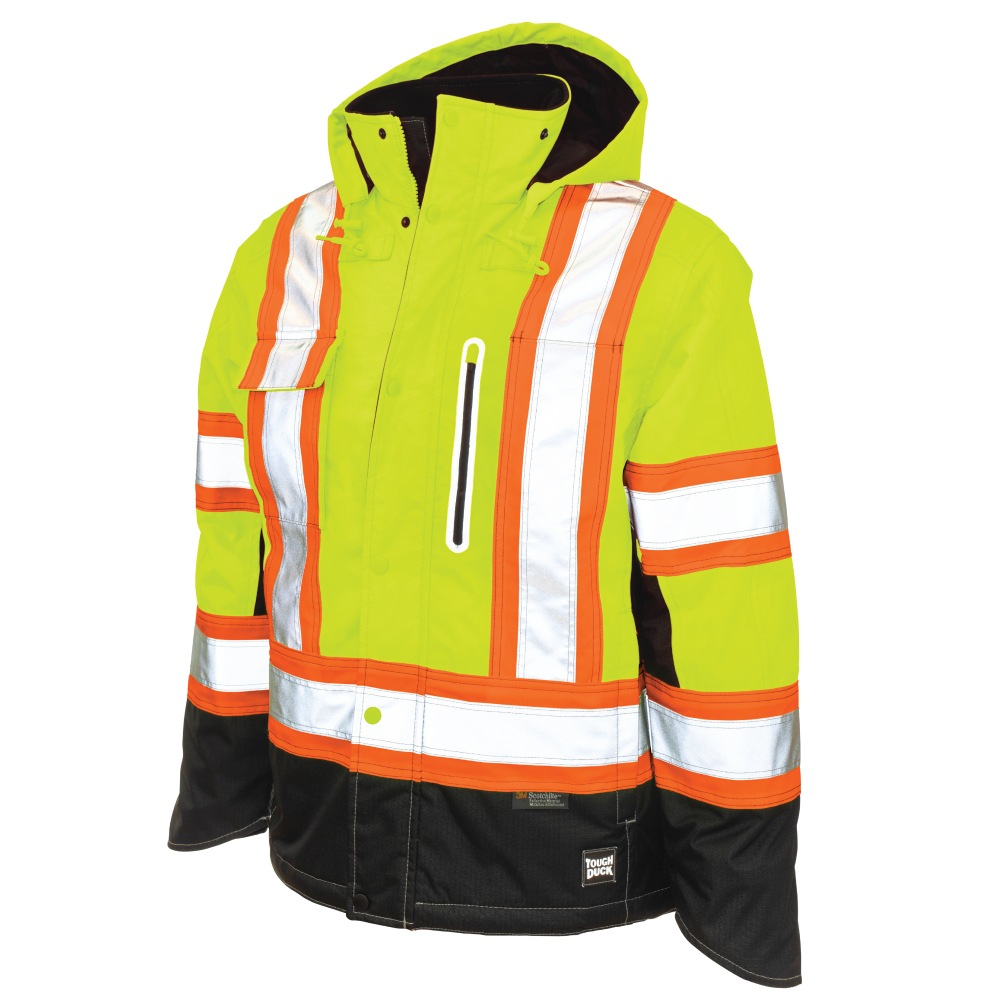 Tough Duck S245 Ripstop Fleece-Lined Safety Jacket - Fluorescent Green