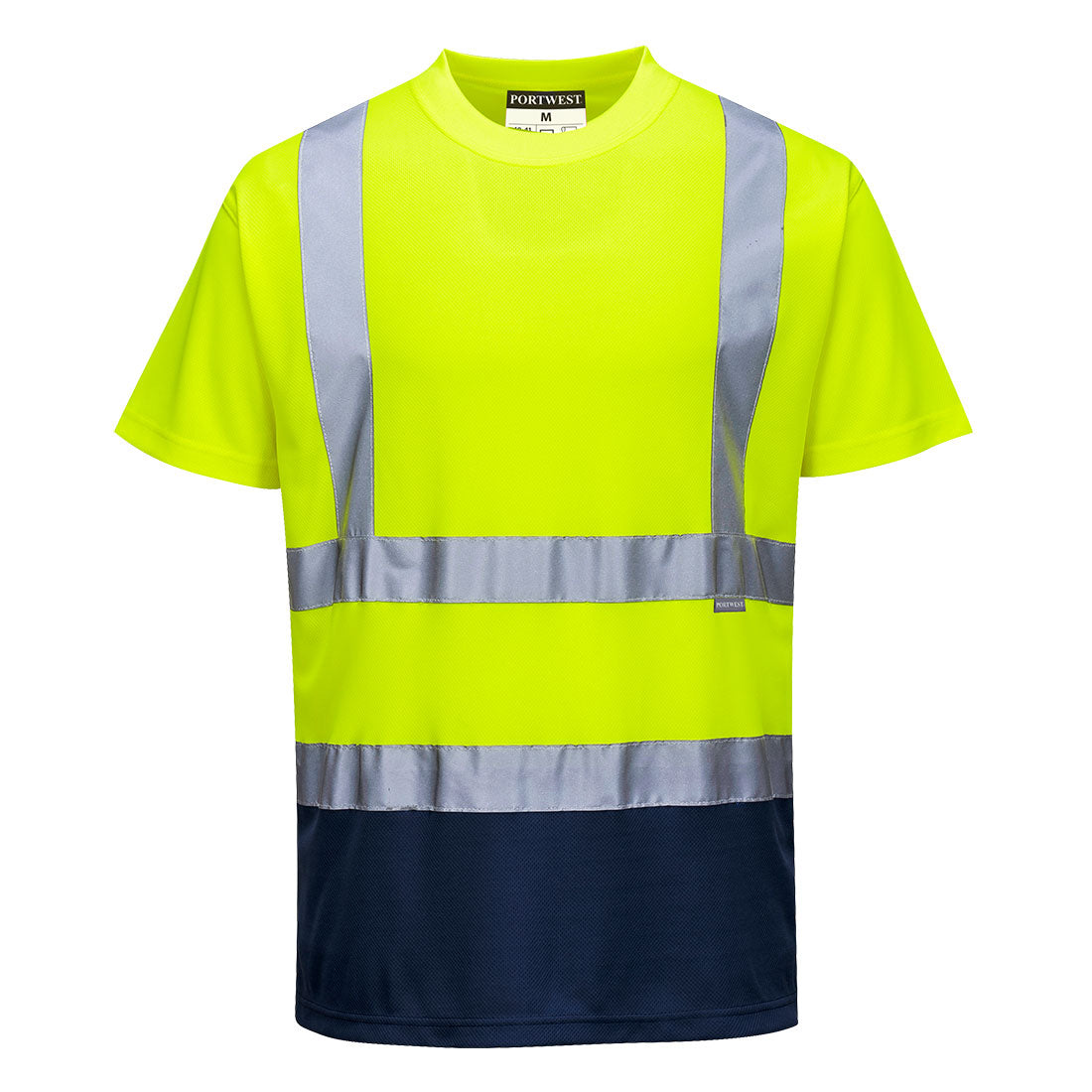 Portwest S378 Hi-Vis Contrast T-Shirt S/S - Yellow/Navy, front