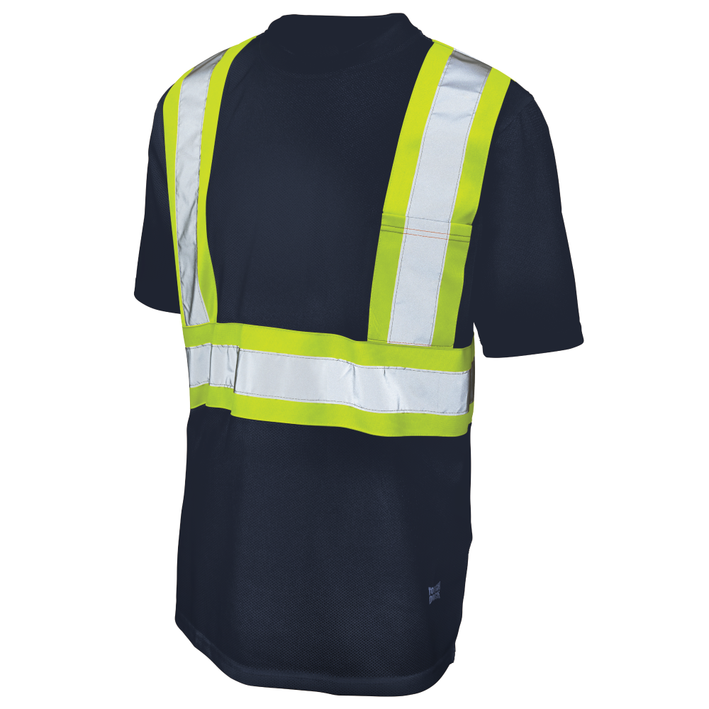 Tough Duck S392 Micro Mesh Short-Sleeve Safety T-Shirt with Pocket - Navy