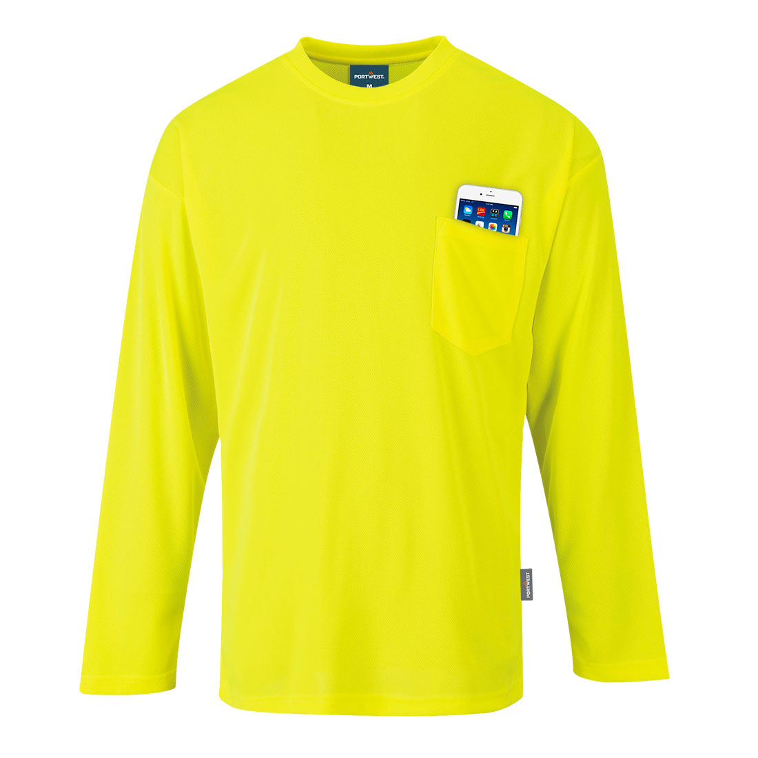 Portwest S579 Non Ansi Pocket T-Shirt L/S - Yellow, front