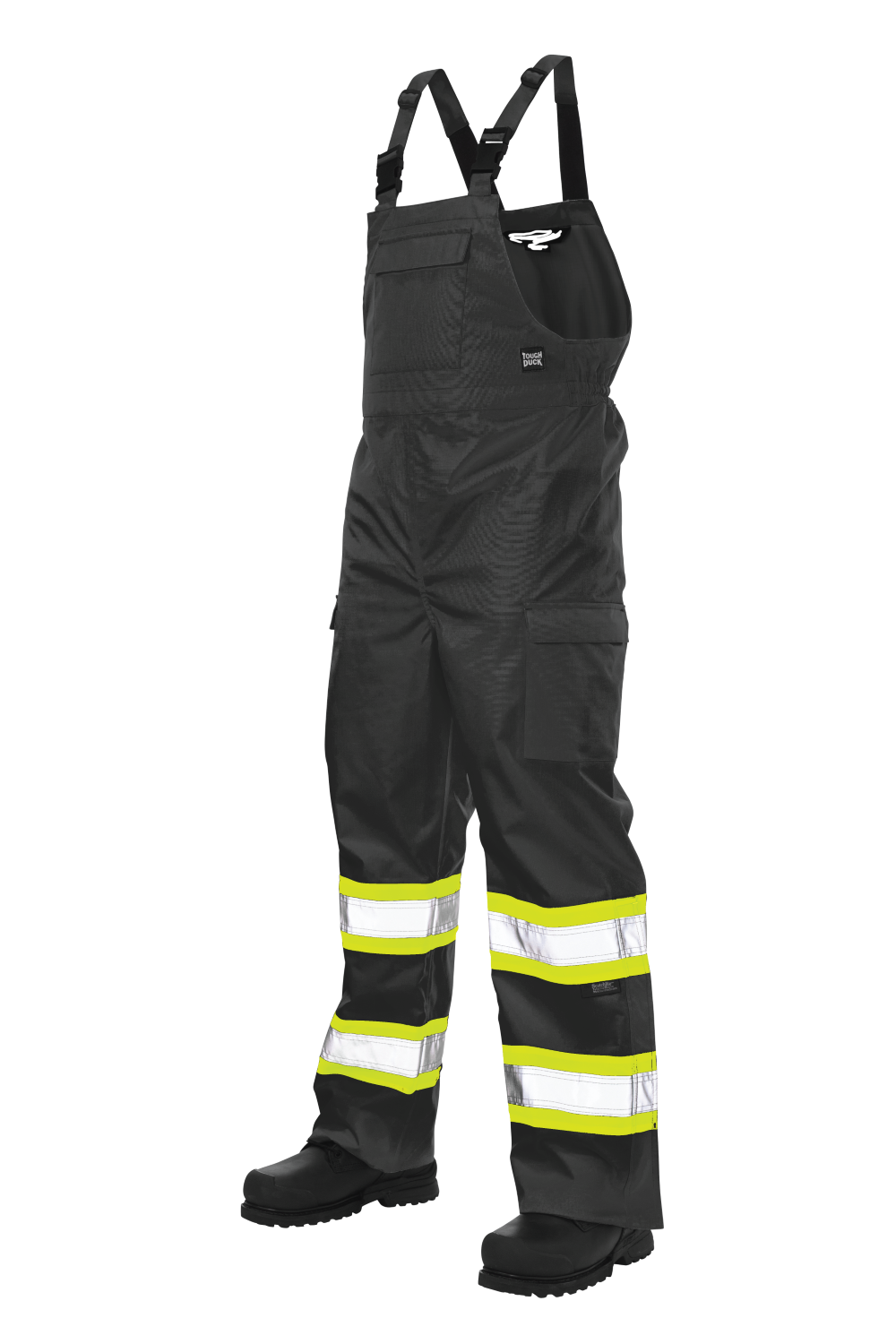 Tough Duck SB04 Ripstop Unlined Safety Rain Bib Overall Black