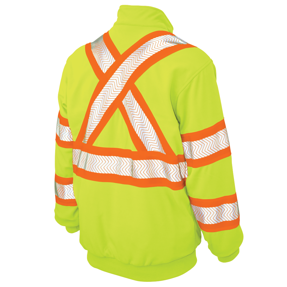 Tough Duck SJ19 Fleece 1/4 Zip Safety Pullover - Fluorescent Green