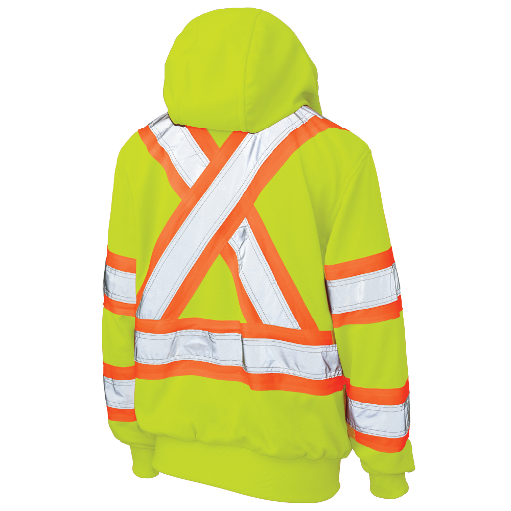 Tough Duck SJ42 Women's Fleece Safety Hoodie - Fluorescent Green