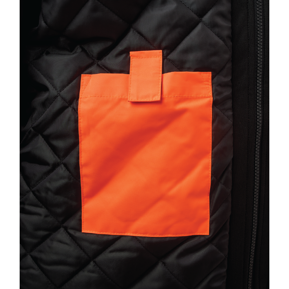Tough Duck SJ51 Quilt-Lined Hooded Safety Jac-Shirt - Fluorescent Orange