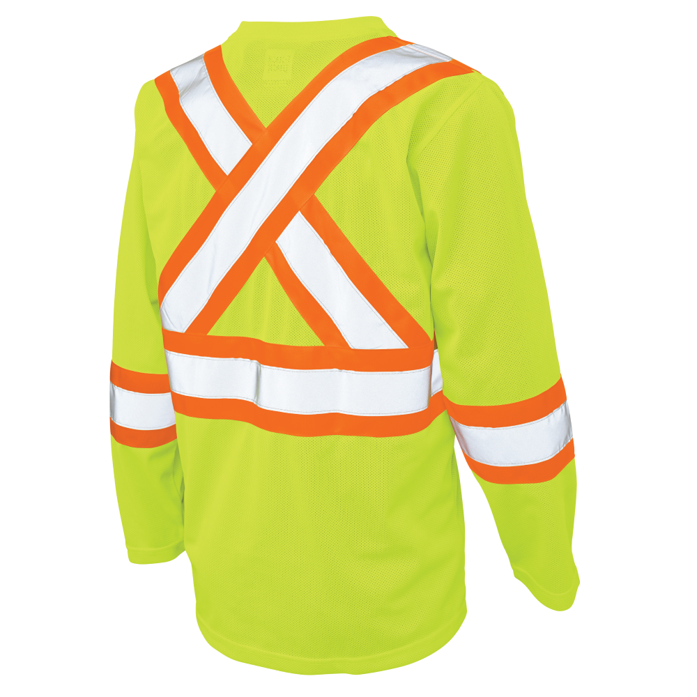 Tough Duck ST10 Micro Mesh Long-Sleeve Safety T-Shirt - Fluorescent Green