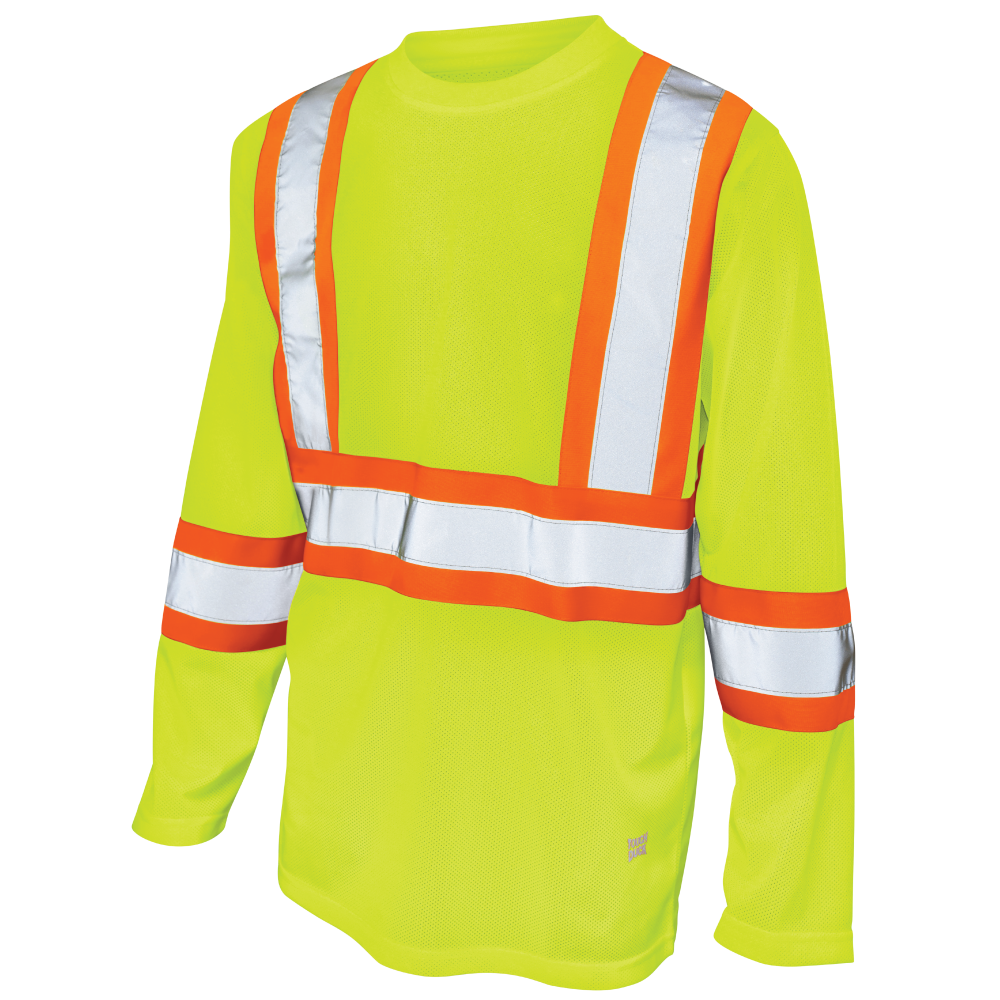 Tough Duck ST10 Micro Mesh Long-Sleeve Safety T-Shirt - Fluorescent Green