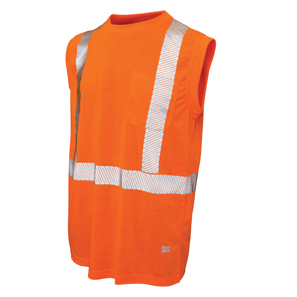 Tough Duck ST15 Polyester Jersey Sleeveless Safety T-Shirt - Fluorescent Orange