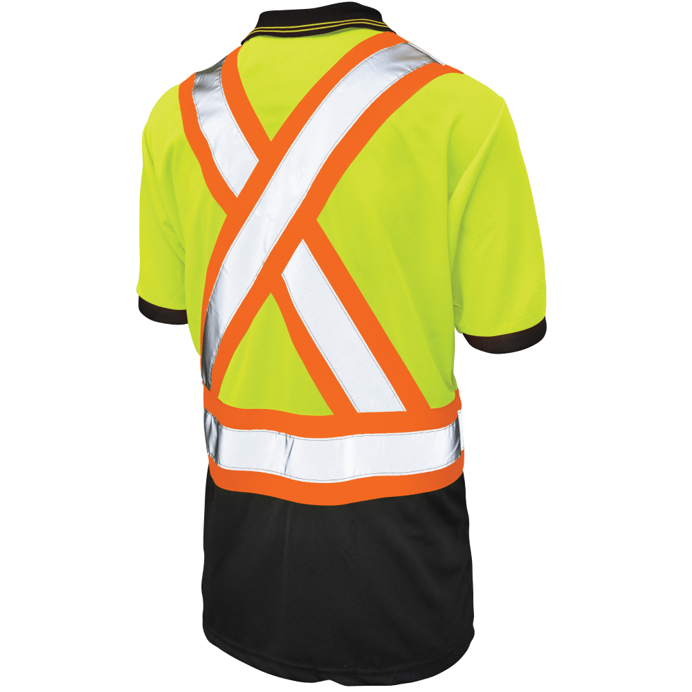 Tough Duck ST17 Birdseye Mesh Short-Sleeve Safety Polo Shirt - Fluorescent Green
