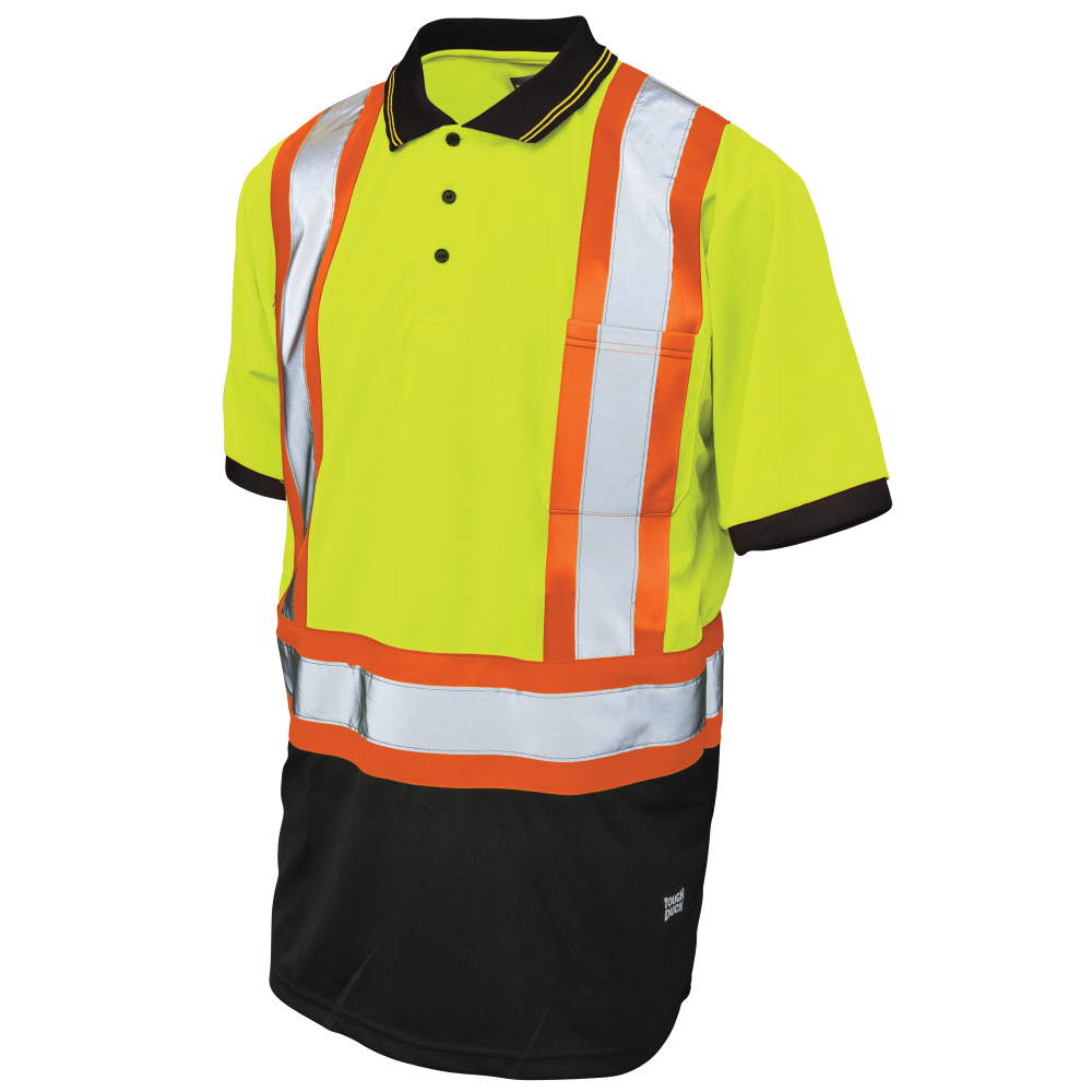 Tough Duck ST17 Birdseye Mesh Short-Sleeve Safety Polo Shirt - Fluorescent Green