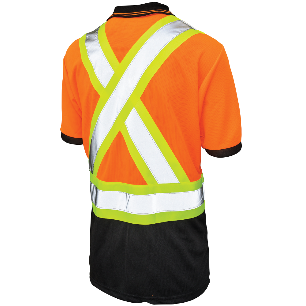 Tough Duck ST17 Birdseye Mesh Short-Sleeve Safety Polo Shirt - Fluorescent Orange
