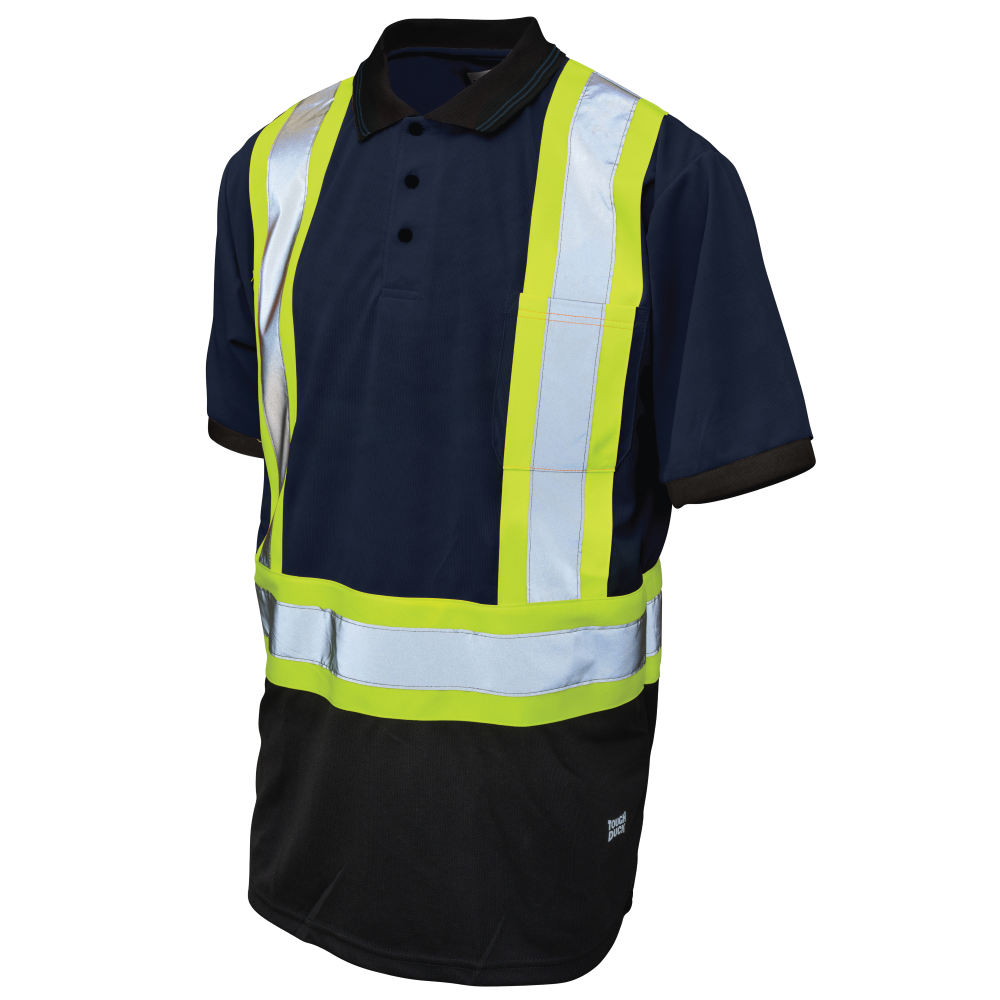 Tough Duck ST17 Birdseye Mesh Short-Sleeve Safety Polo Shirt - Navy