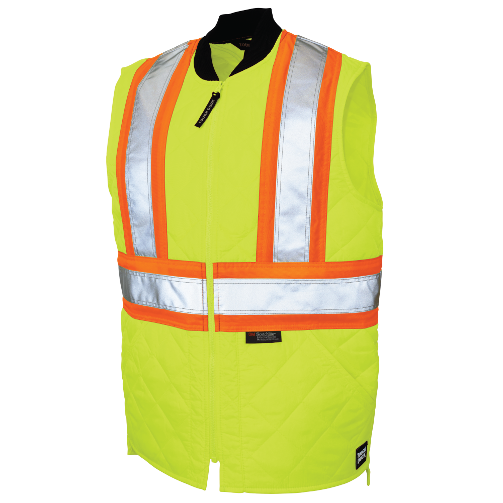 Tough Duck SV05 Quilted Safety Freezer Vest - Fluorescent Green