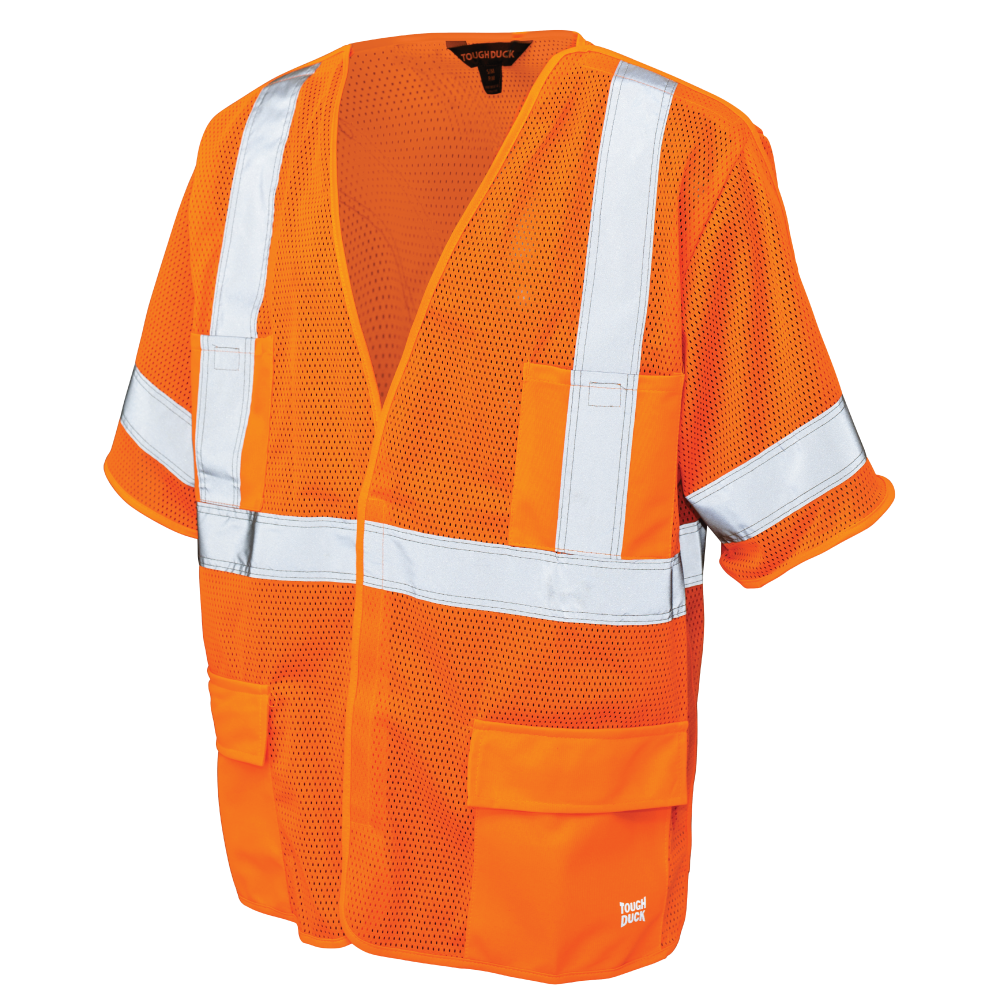 Tough Duck SV07 Mesh Safety Vest With Sleeves - Fluorescent Orange