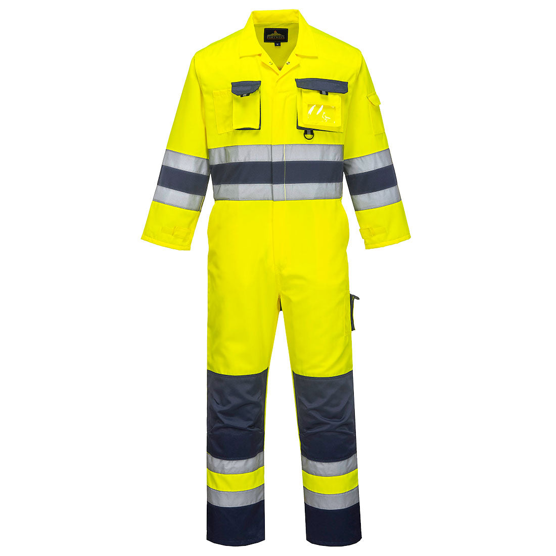 Portwest TX55 Nantes Hi-Vis Contrast Work Coverall - Yellow/Navy, front