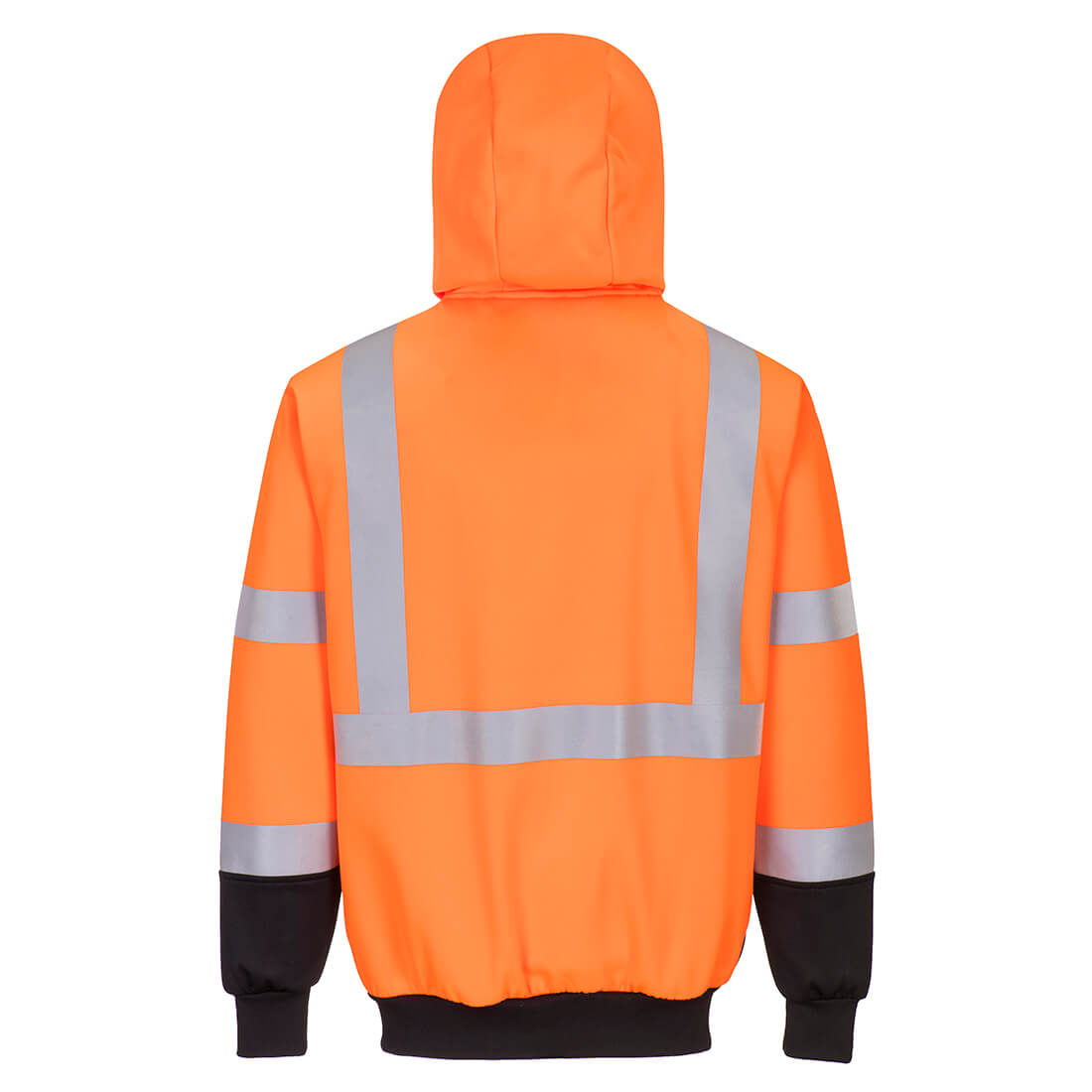 Portwest UB315 Hi-Vis Contrast Zipped Hoodie - Orange/Black, back