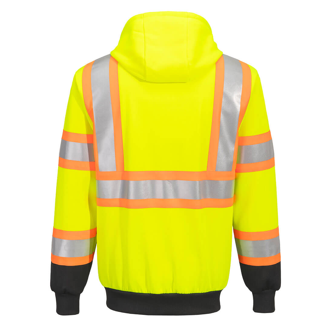 Portwest UB316 Kansas Hi-Vis Contrast Tape Zipped Hoodie - Yellow/Black, back