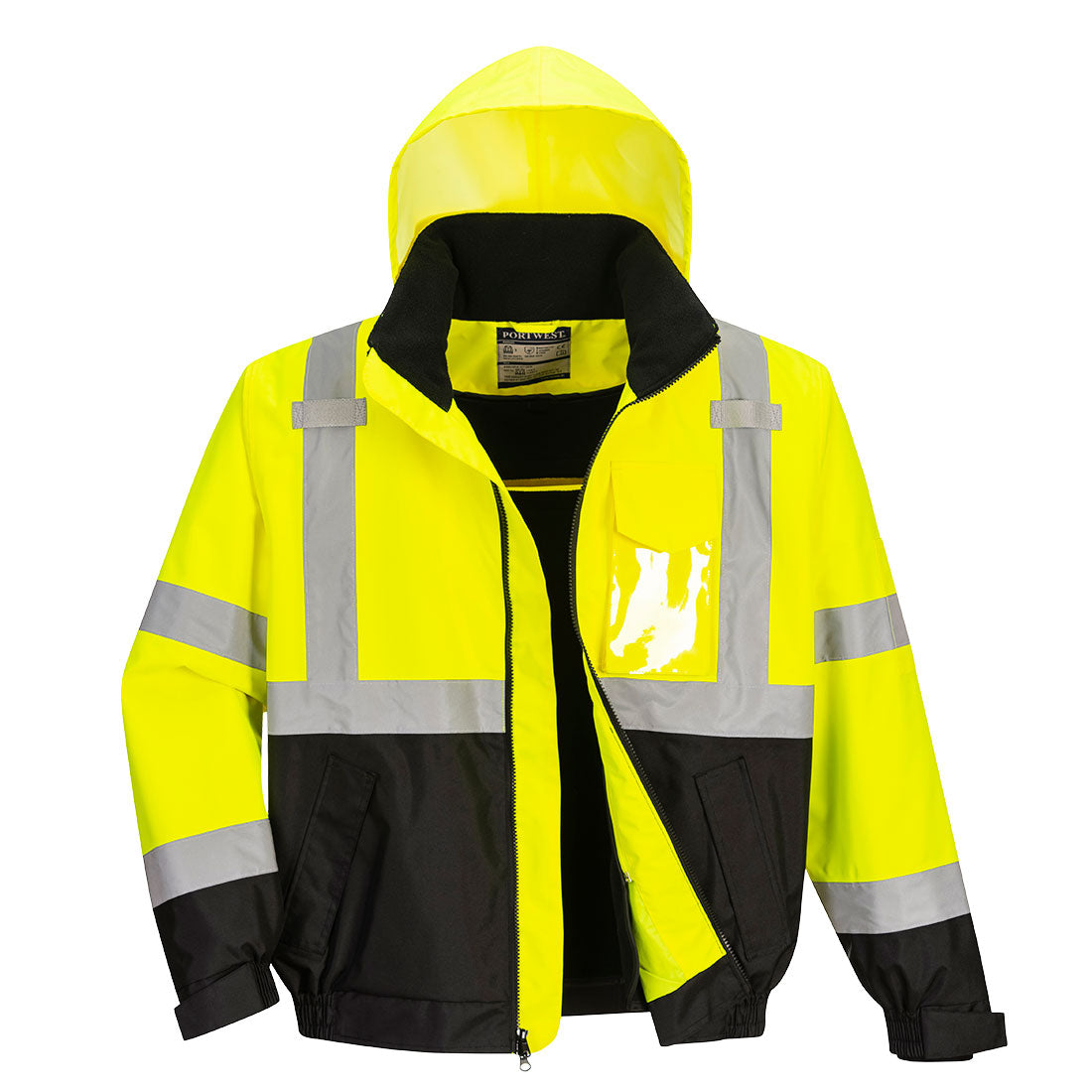 Portwest US364 Hi-Vis Premium 2-in-1 Bomber - Yellow/Black, front