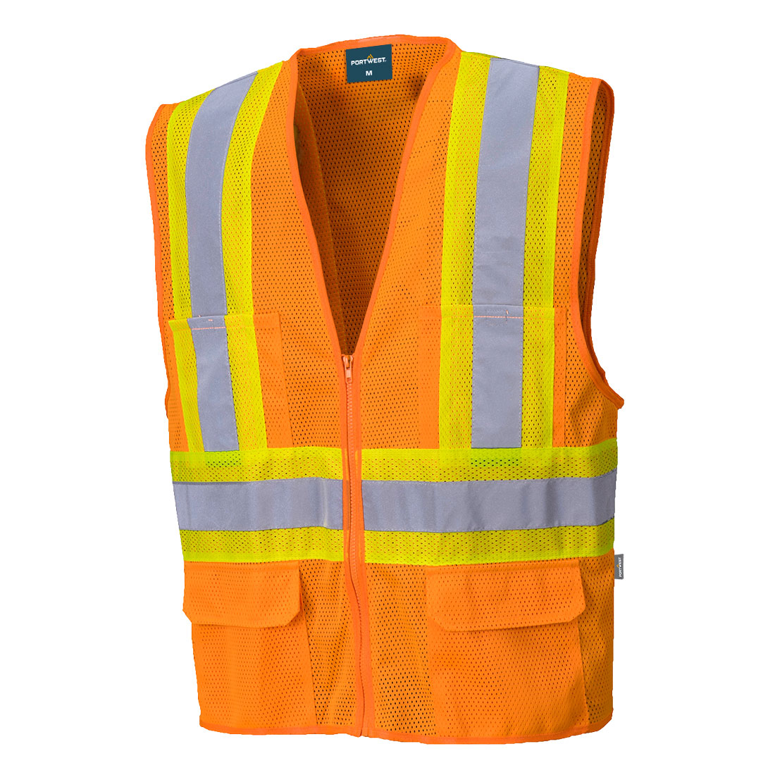 Portwest US371 Tulsa Hi-Vis Mesh Executive Vest - Orange, front