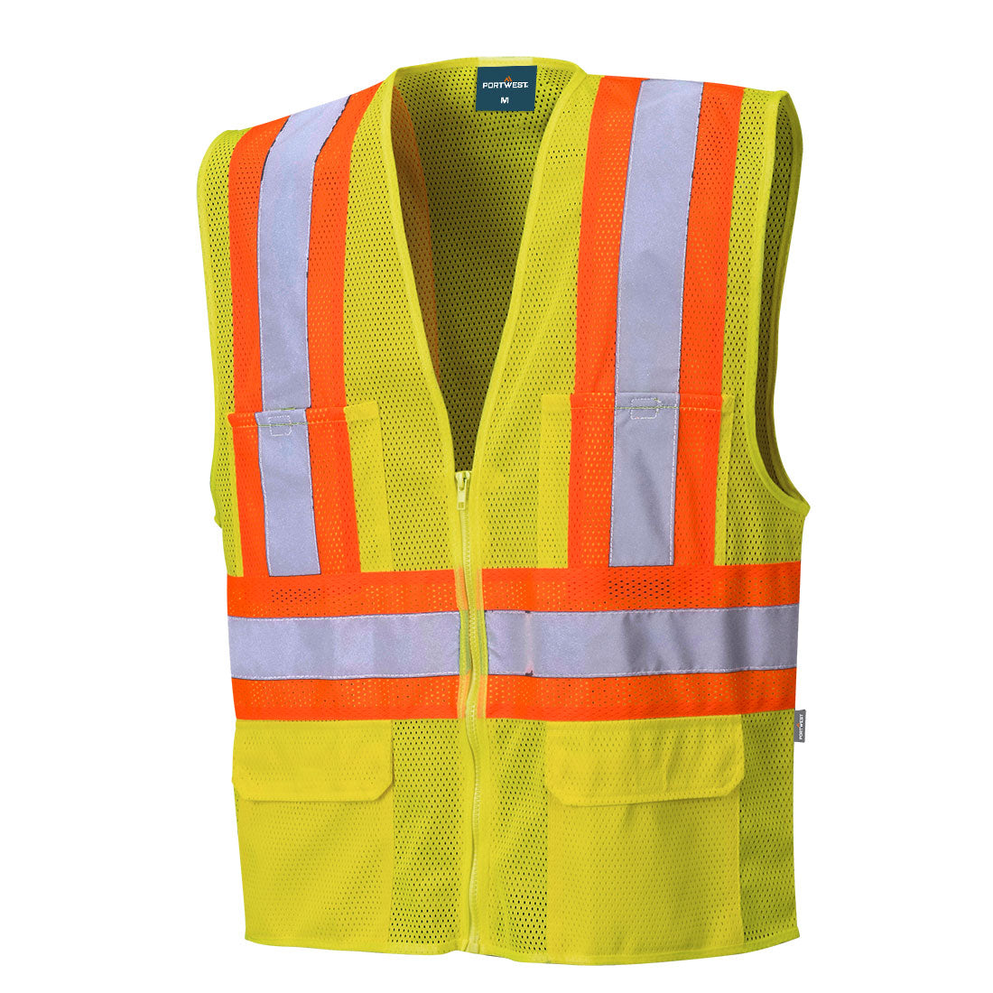 Portwest US371 Tulsa Hi-Vis Mesh Executive Vest - Yellow, front