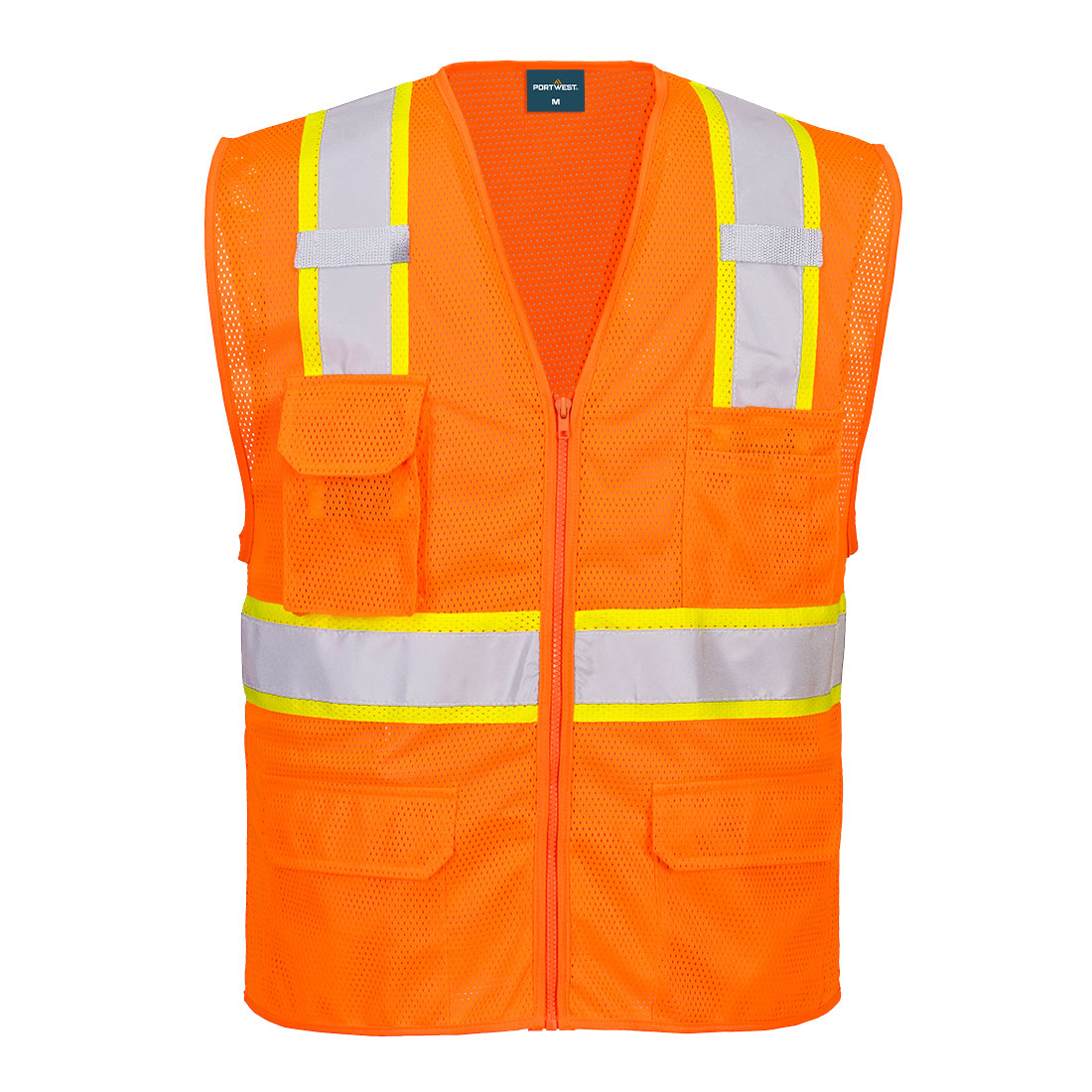 Portwest US374 Orlando Hi-Vis Mesh Executive Vest - Orange, front