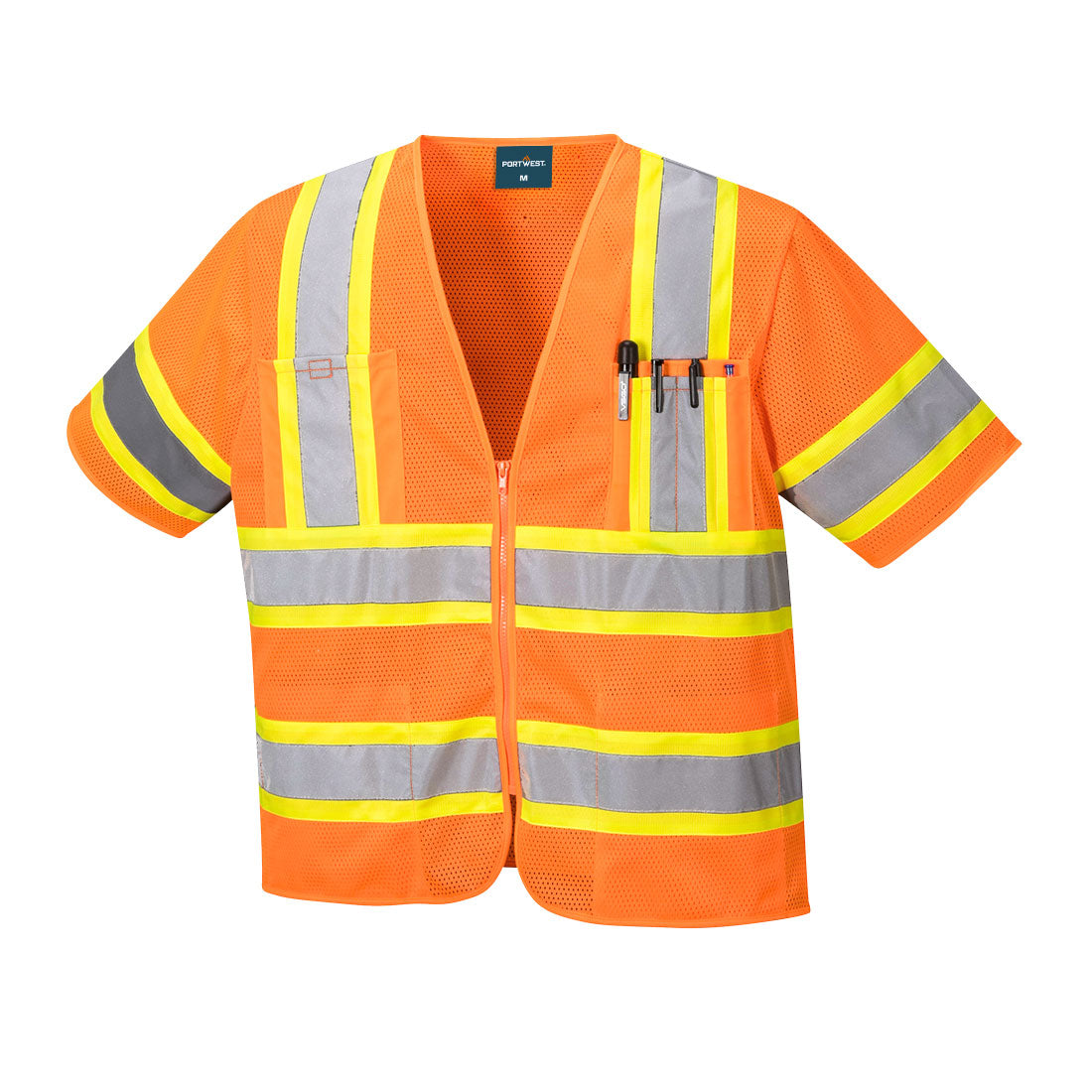 Portwest US383 Augusta Hi-Vis Contrast Mesh Executive Vest S/S - Orange, front