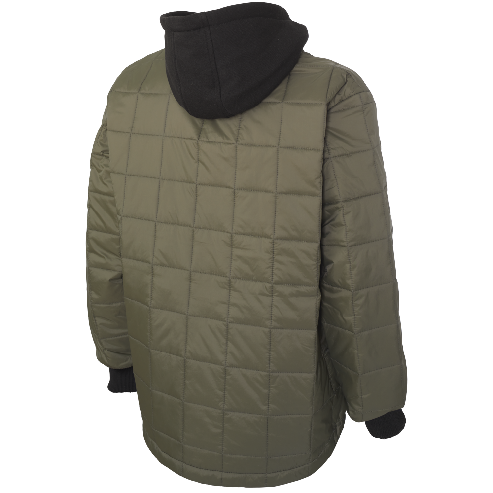 Tough Duck WJ38 Hooded Freezer Jacket with PrimaLoft Insulation - Olive + Orange Lining