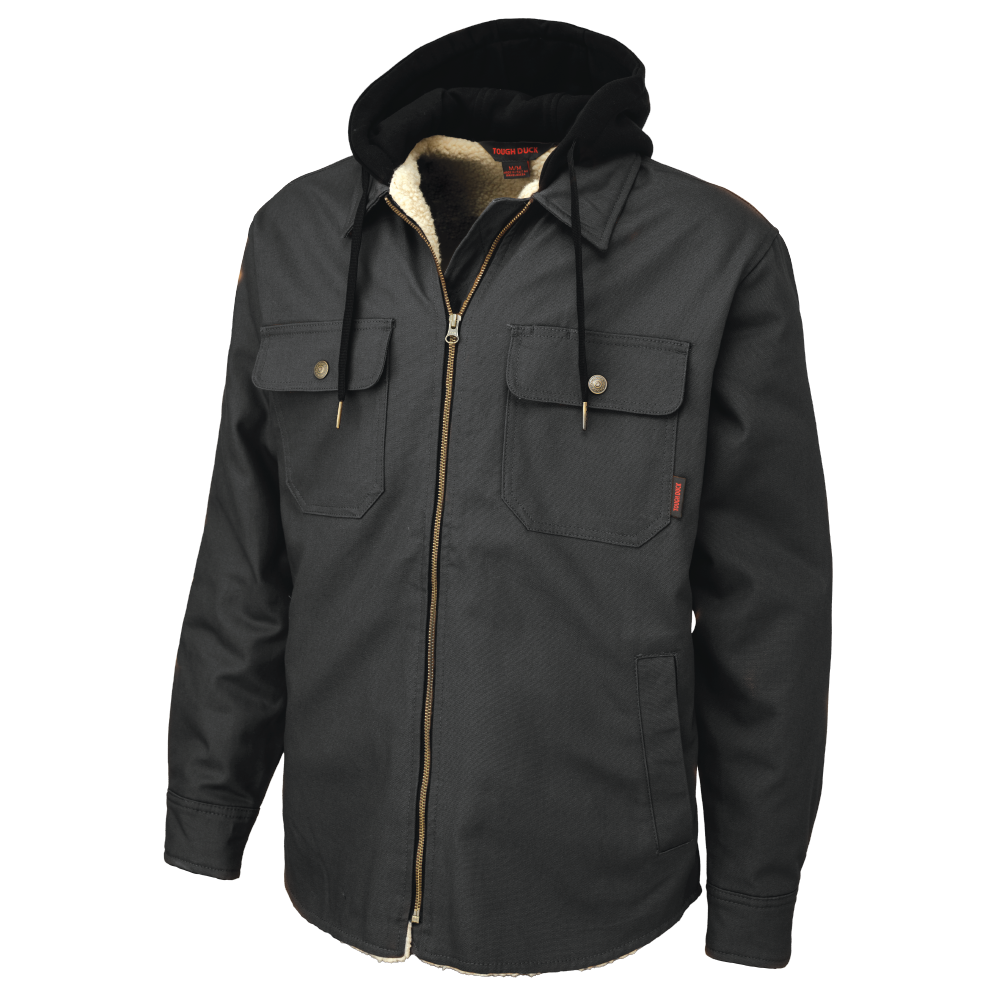 Tough Duck WS03 Sherpa-Lined Duck Jac-Shirt - Black front