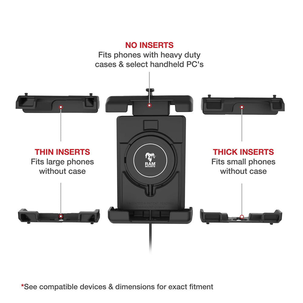 Ram Mount RAM Quick-Grip Pro XL w/Ball  Qi2 15W Wireless Charger [RAM-HOL-PD7B-W2MU]