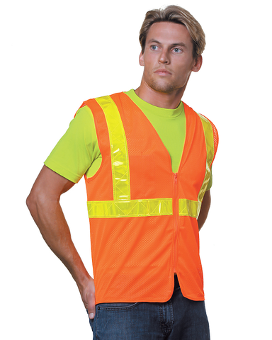 3780 Polyester Mesh Safety Vest w/ Gloss Striping