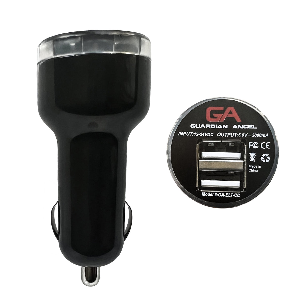 Guardian Angel Dual-Port Car Charger with USB Type-C Cable