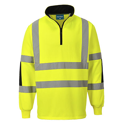 Portwest B308 Xenon Hi-Vis Rugby Shirt - Yellow, front