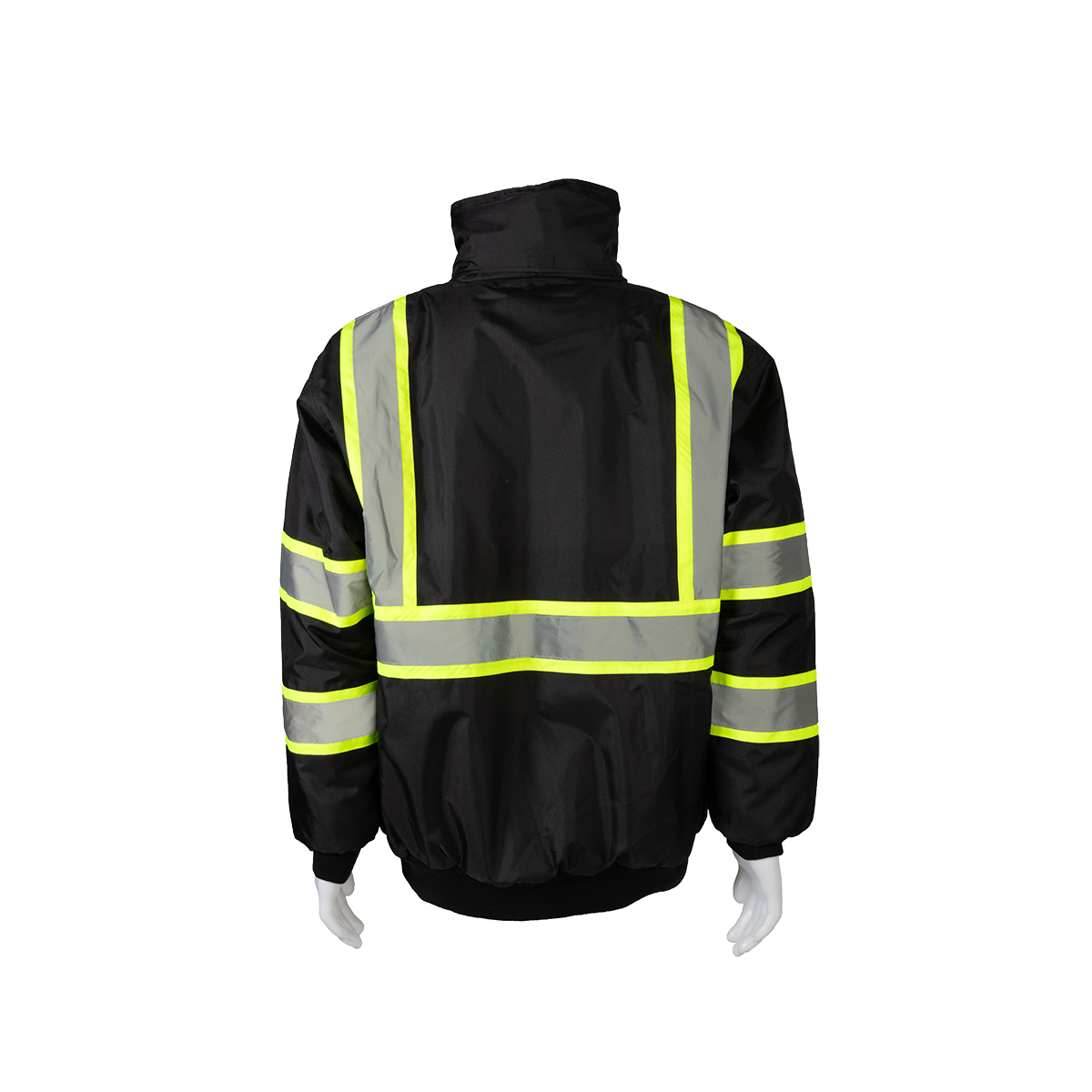 Petra Roc BQBJ-LG Enhanced Visibility Waterproof Quilted Bomber Jacket - Black/Lime