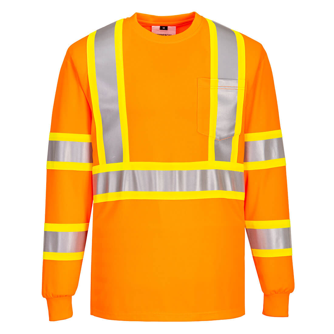 Portwest CA111 Hi-Vis X Back Contrast Tape T-Shirt L/S - Orange, front