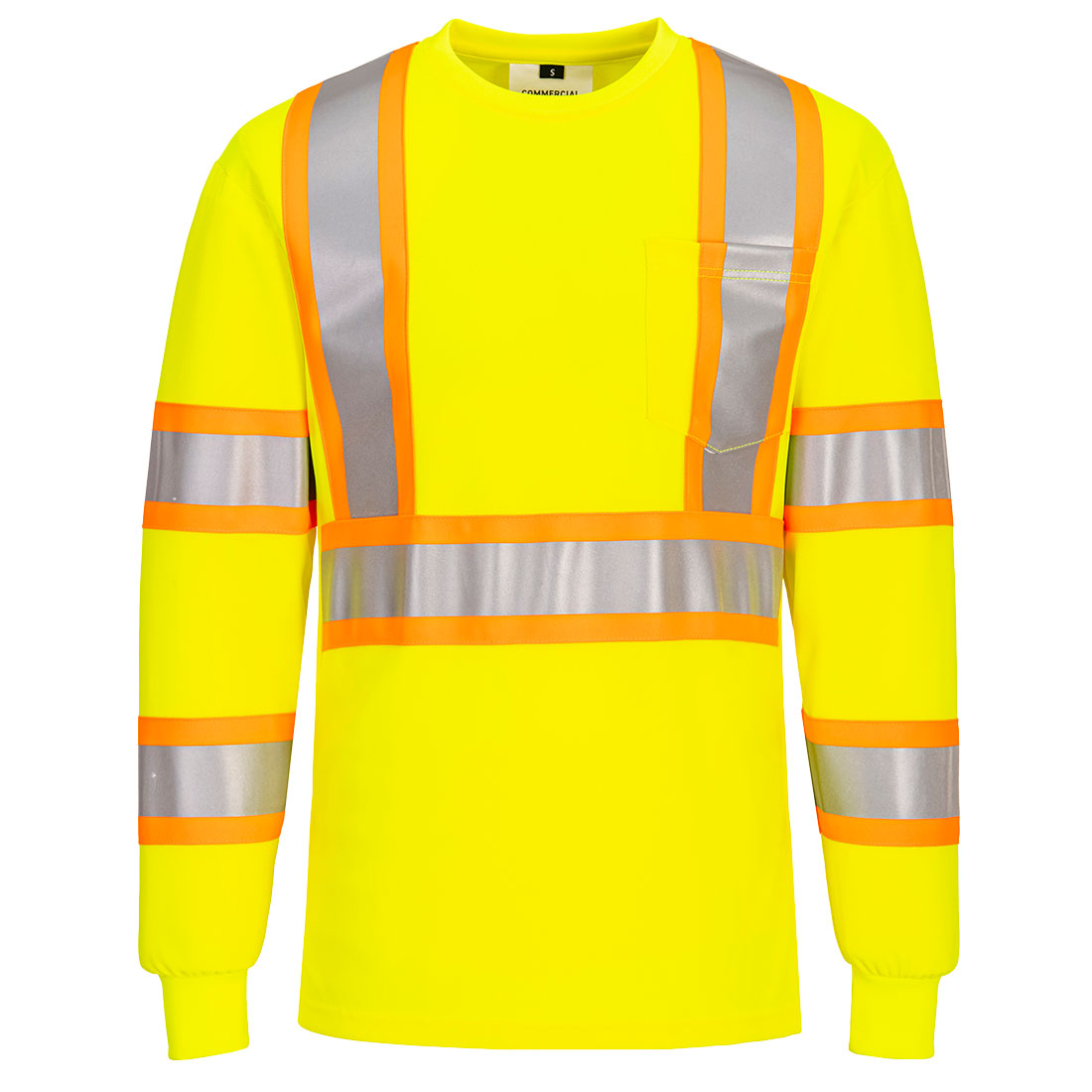 Portwest CA111 Hi-Vis X Back Contrast Tape T-Shirt L/S - Yellow, front
