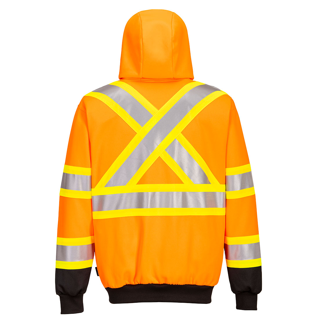 Portwest CA170 Hi-Vis X Back Contrast Tape Zipped Hoodie - Orange, back